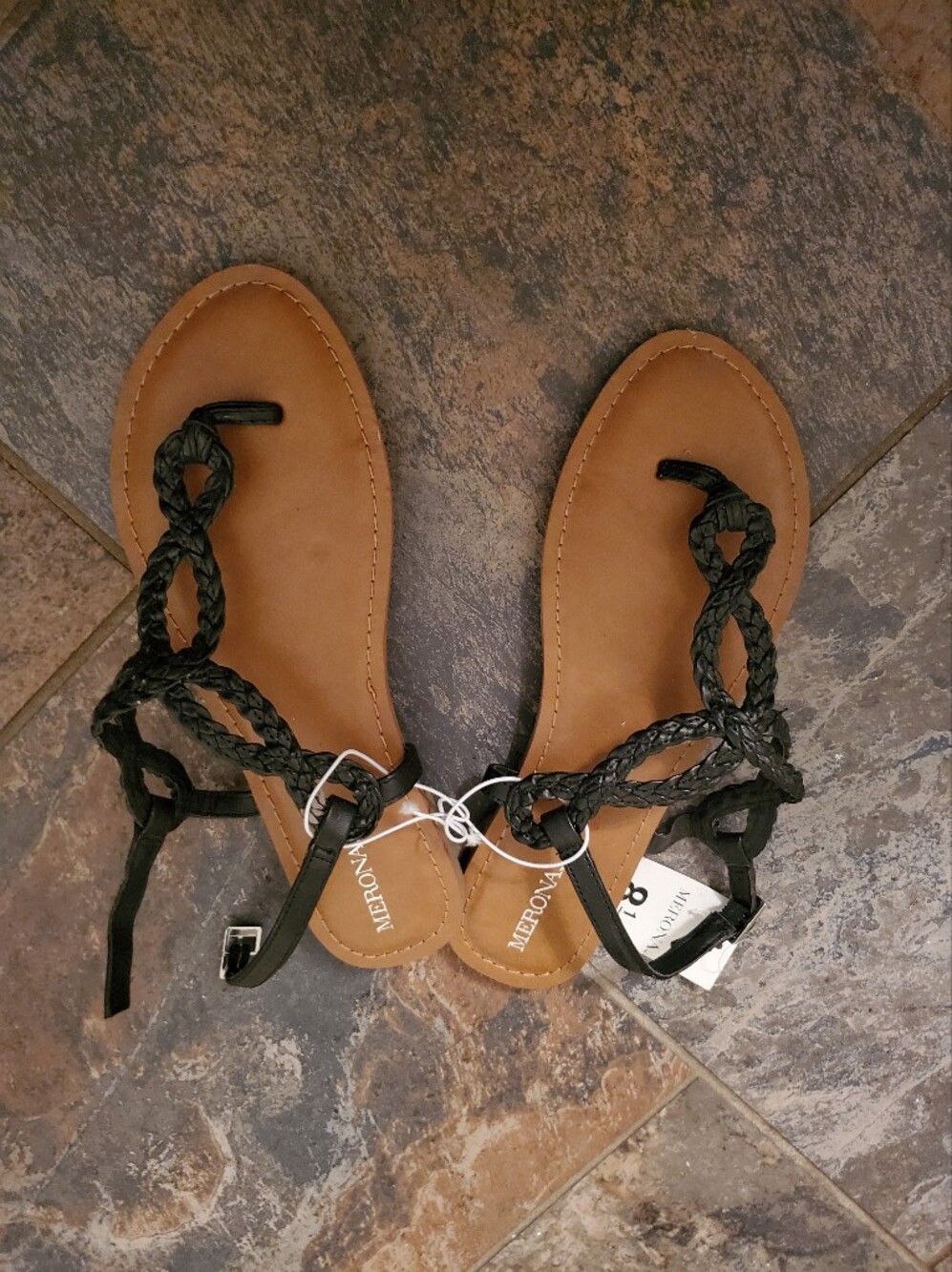 Merona Womens Black Strap Sandals Size 8.5 NEW WITH TAG